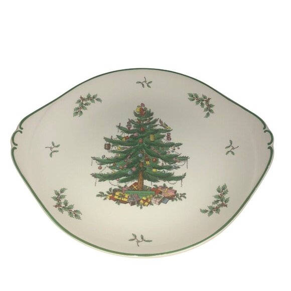 SPODE "Christmas Tree" S3324 Cookie Snack 13" Tray Serving Plate Handles Platter - Picture 1 of 4